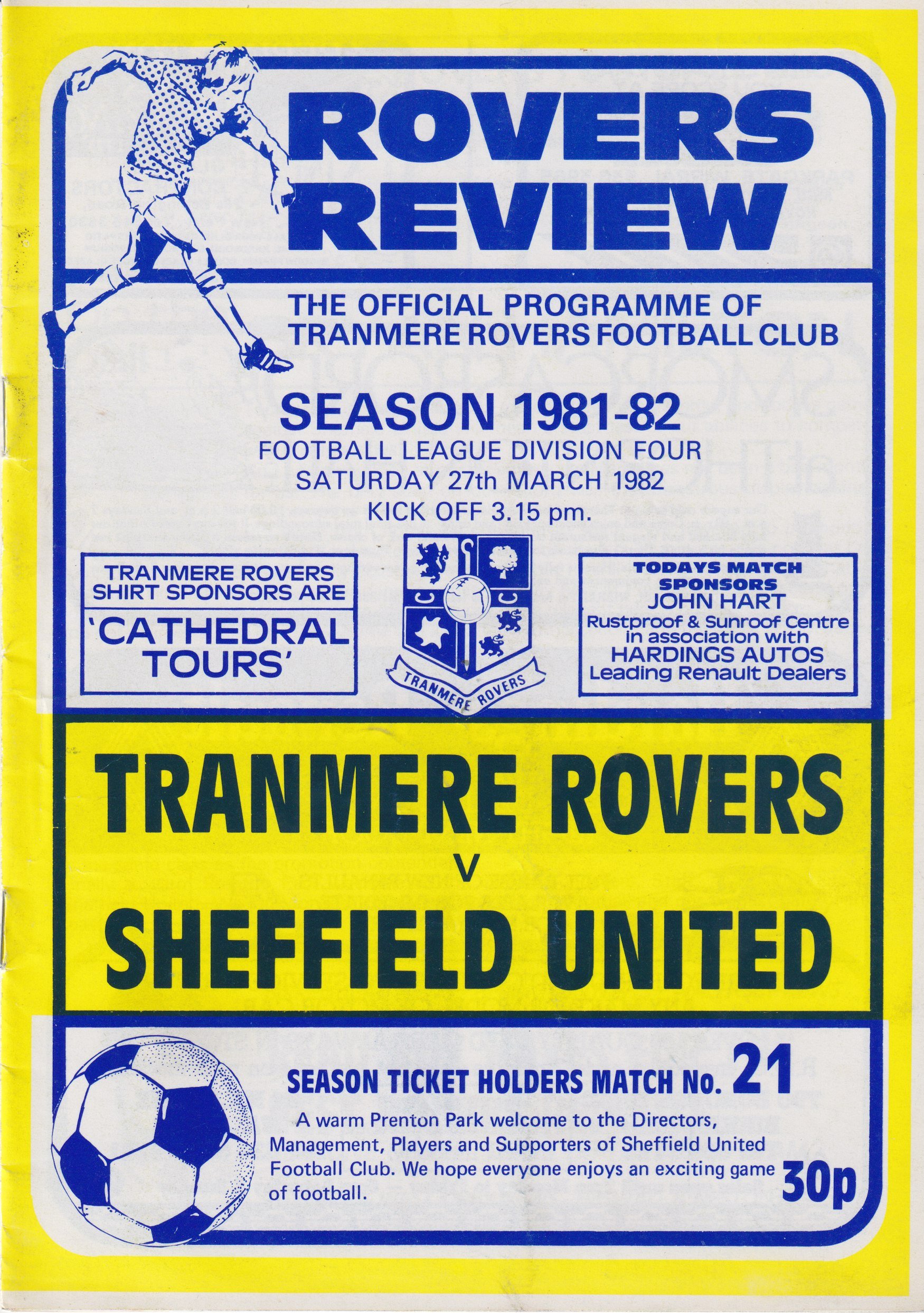 Tranmere Rovers v Sheffield United match programme